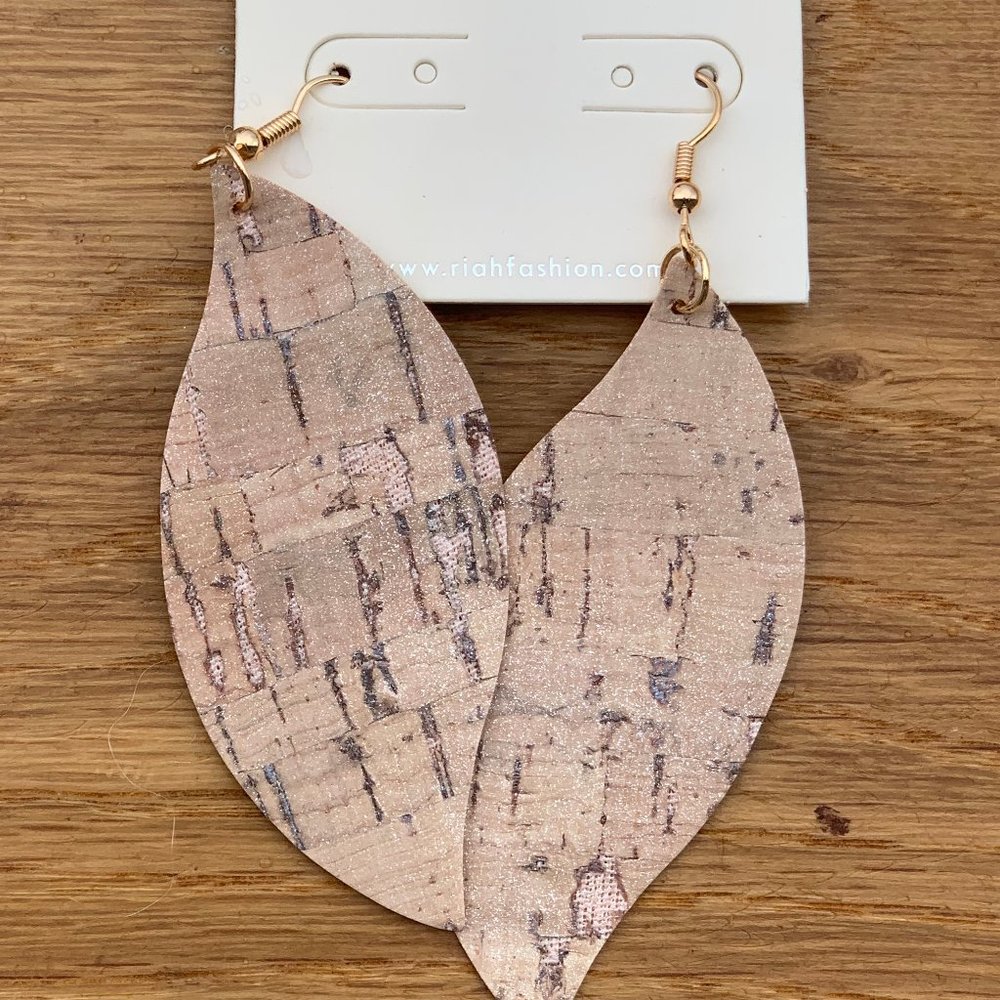 WAVE MARQUISE CORK DROP EARRINGS ~ WHITE SHIMMER